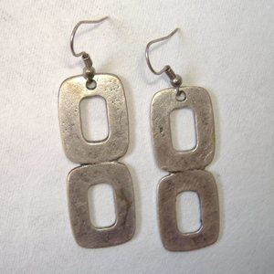 Figure 8 Earrings Unique Silver Metal Pierced Hook Dangle Osmanli Taki Jewelry